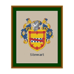 Stewart Scottish Clan Coat of Arms Cross Stitch Pattern