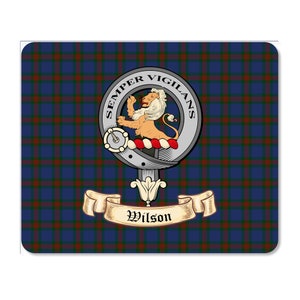 Wilson Scottish Clan Mouse pad with Wilson Clan Crest on Wilson Tartan