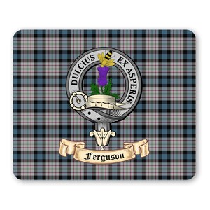 Ferguson Scottish Clan Mouse pad with Ferguson Clan Crest on Ferguson Tartan