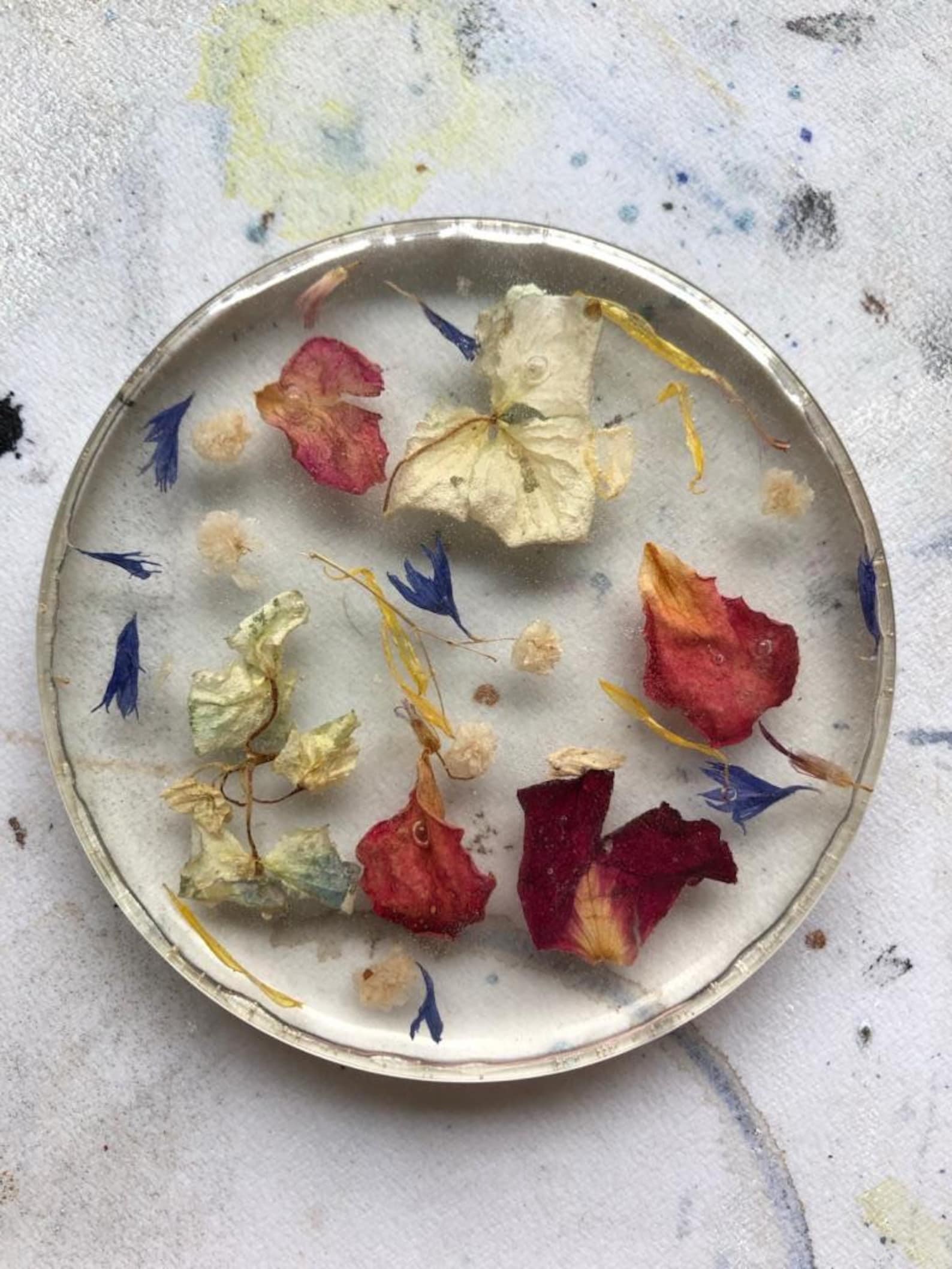 Set of 4 Petal and Dried Flower Resin Art Coasters Gift for Etsy