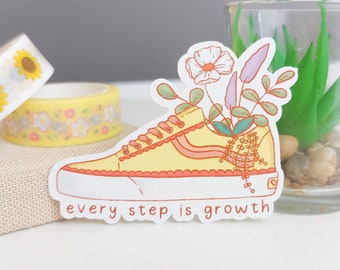 Every Step is Growth Sticker - Positive Reminder -  Keep Going - Scrapbooking - Journaling - Floral Sticker - Happy Sticker - Quote Sticker
