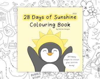 Colouring Book - 28 Days Of Sunshine - Travel Colouring Book - Mini Colouring Book - Happy Things - Sunshine - Colouring Sheet - Coloring