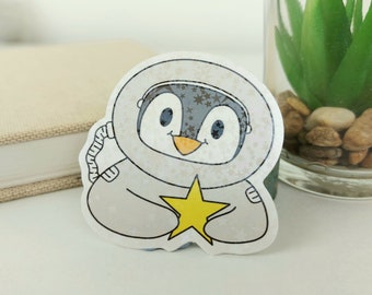 Holographic Star Sticker - Reach for the Stars - Space Theme - Penguin Sticker - Shiny Sticker - Sparkle - Scrapbooking - Journaling