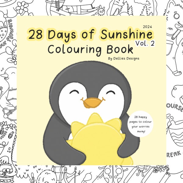 Colouring Book - VOL.2 28 Days Of Sunshine - Travel Colouring Book - Small Colouring Book - Positive Colouring - Summer Colouring Book