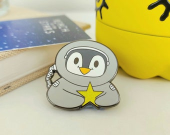 Space Penguin Enamel Pin - Reach For the Stars - Motivational Pin Badge