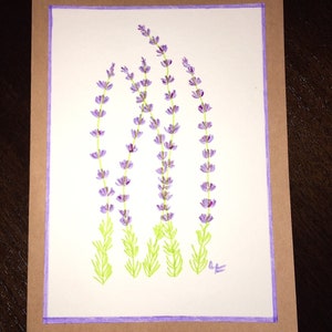 Hand Painted Watercolor Greeting Card - Lavender