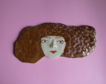 Copper big hair ceramic wall hanging piece