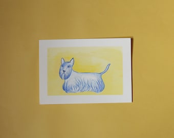 Schnauzer gouache original illustration A5 wall art