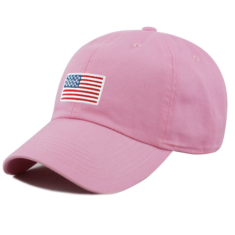 American Flag Embroidered Washed Cotton Baseball Cap Etsy