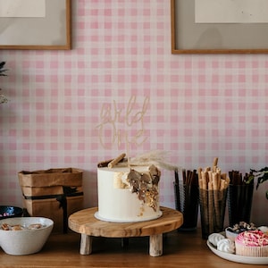 Peel Stick Wallpaper White Stripes on Pink Background, Self Adhesive Vertical & Horizontal Wall Decor, Removable Contact Paper