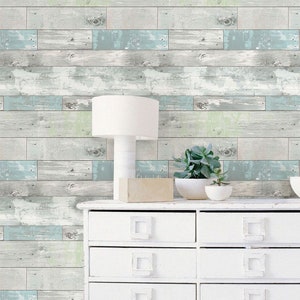 Whitewashed Rustic Reclaimed Wood Wall Mural Boho Chic Distressed Wallpaper 8-920