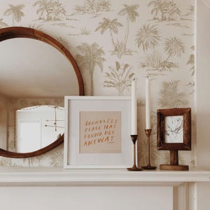 Beige Tropical Wallpaper Palm Tree Mural | Botanical Wallpaper | Peel and Stick Wallpaper Mural
