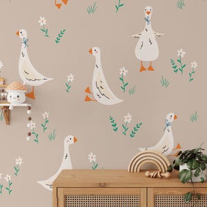 Geese Wall Decals Set - Repositionable Nursery Wall Stickers & Goose Nursery Decor for Kids Room