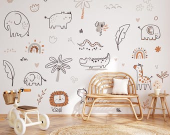 Safari Nursery Wall Decals – Peel and Stick Jungle Animals