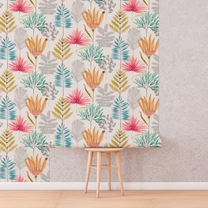 Carta da parati floreale botanica per bagno / antibagno / stacca e attacca o tradizionale / carta da parati temporanea / decorazione murale adatta agli inquilini