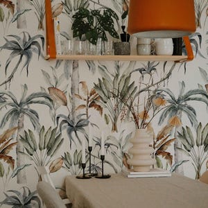 Tropical Jungle Plants Wall Decoration Tropical Wallpaper | Jungle Wall Mural Peel and Stick Living Room | Entryway by Click Walls