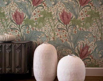Lent Lily by William Morris Wallpaper - Daffodil Floral Peel and Stick Botanical Mural