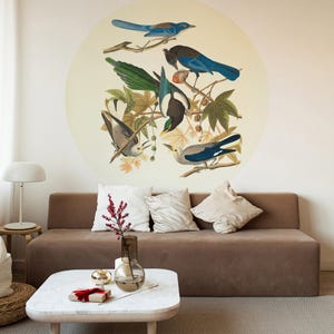 Peel and Stick Dots Circle Wallpaper – Removable Five Birds Circle Wall Decals for Easy Home Decor & Nursery Decoration