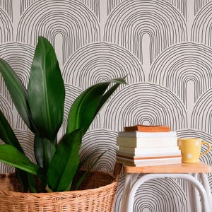 3D Boho Regenbogen Line Art Tapete - Schälen und Aufkleben Wandbild für moderne Wohnzimmer - und Art-Deco-Tapete