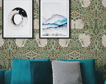 Pimpernel by William Morris Wallpaper - Sage Green Floral Peel and Stick Mural