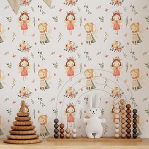 Mural autoadhesivo con papel tapiz de hadas: decoración infantil caprichosa para habitación de niña - Papel tapiz tradicional no tejido sin pegar