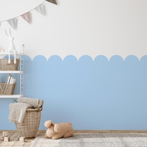 Scallop Nursery Wall Border Decal - Removable Peel and Stick Ocean Theme Kids Room Decor Baby Room Wall Sticker
