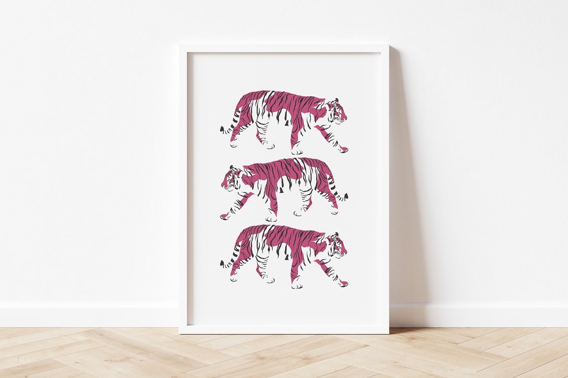 Pink Tiger Print Digital Download Print Colourful Animal - Etsy
