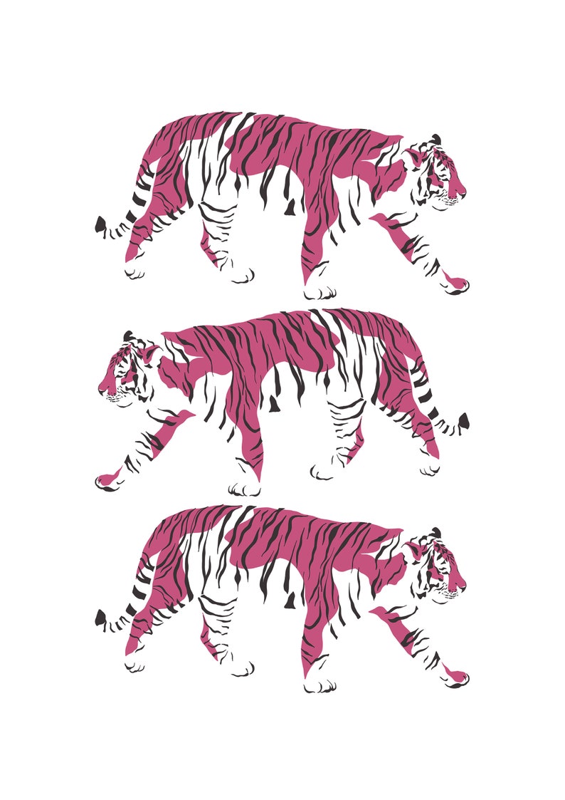 Pink Tiger Print Digital Download Print Colourful Animal - Etsy