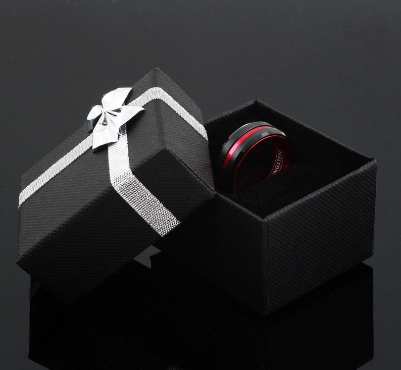 Red Tungsten Wedding Band Black Tungsten Ring Men /& Women Tungsten Carbide Ring Anniversary Ring Tungsten Ring Engagement Ring