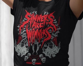 Sinners Are Winners Metal Vintage Gothic Satanic T-Shirt