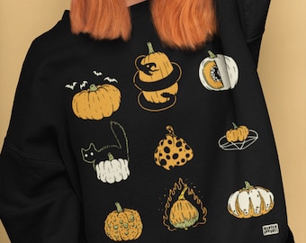 9 Pumpkins Halloween Spooky Fall Vintage Sweatshirt