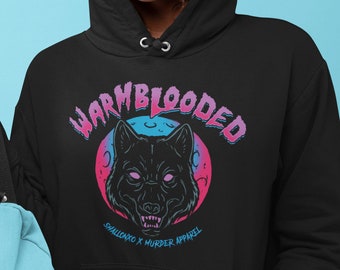 Retro Neon Werewolf Full Moon Hoodie