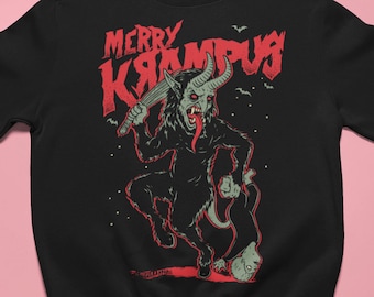 Merry Krampus Sweatshirt For Horror Fans // Satan and Devil Worshipers