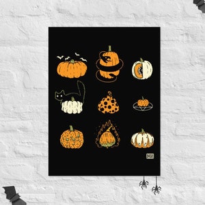 9 Calabazas Octubre Halloween Cartel de Otoño