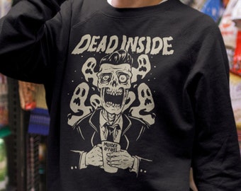 Dead Inside Sweatshirt // Goth Grunge Skull Skeleton Sweatshirt