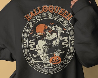 Halloqueen Pumpkin October Vintage Halloween Sweatshirt