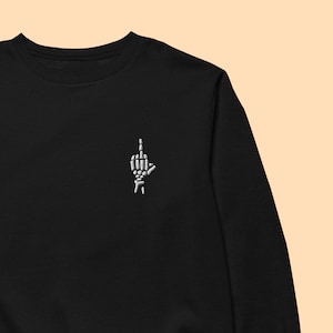 Middle Finger Skeleton Embroidered Sweatshirtt