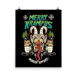 Merry Krampus Retro Neon Poster