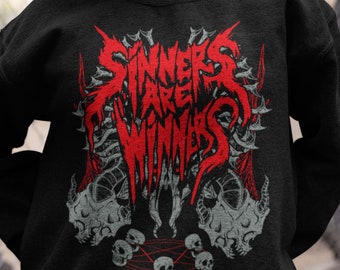 Sinners Are Winners Metal Vintage Gothic Satanic Sweatshirt