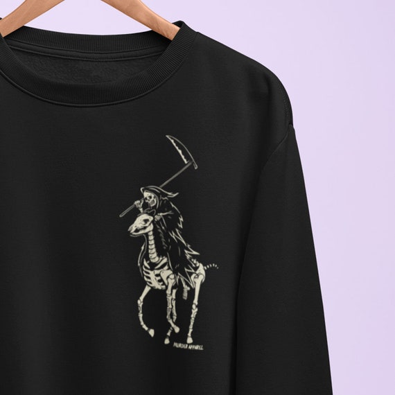Goth Polo Grim Reaper Sweatshirt // Goth Death Sweatshirt 