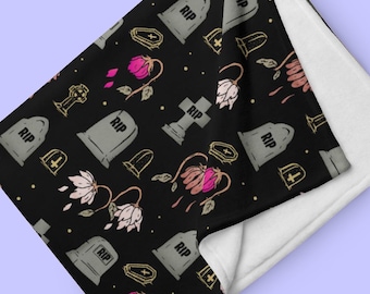 Cemetery Tombstones Morbid Throw Blanket
