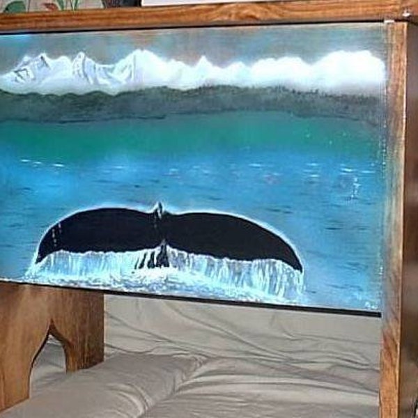 Handmade Storage bench-hand crafted, painted and air brushed