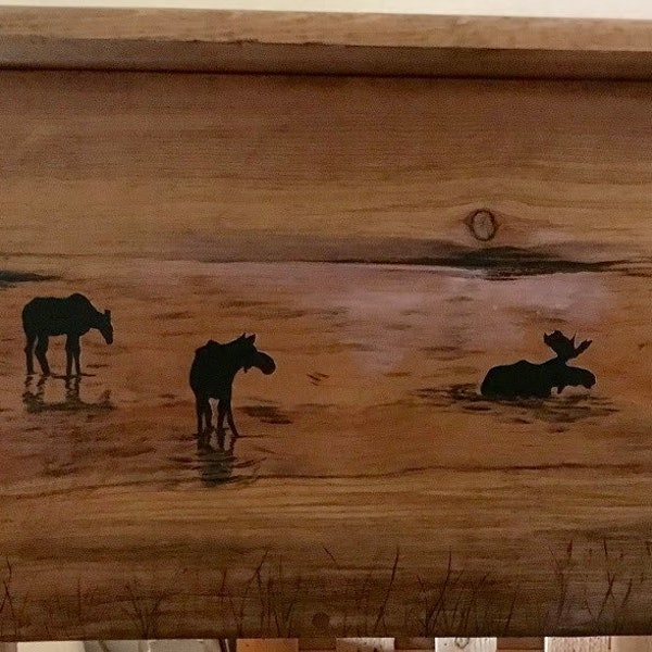 Handmade Storage bench-hand crafted, inked and painted