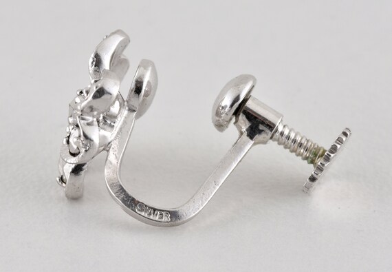 Vintage Solid Silver & Marcasite Flower Earrings,… - image 3
