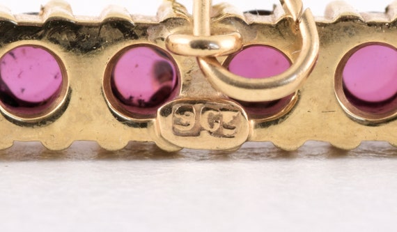 Antique Art Deco 9ct Gold Purple Paste Bar Brooch… - image 7