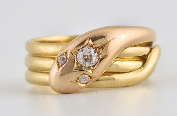 Vintage 18ct Yellow Gold Snake Ring with Garnet Set Head at 1stDibs |  vintage snake ring