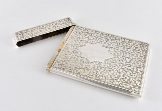 Antique Victorian Solid Silver Card Case, Birming… - image 7