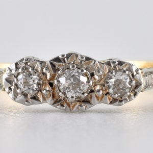 Vintage 18ct Gold & Platinum Diamond 3 Stone Ring, 1940&#39;s/50&#39;s
