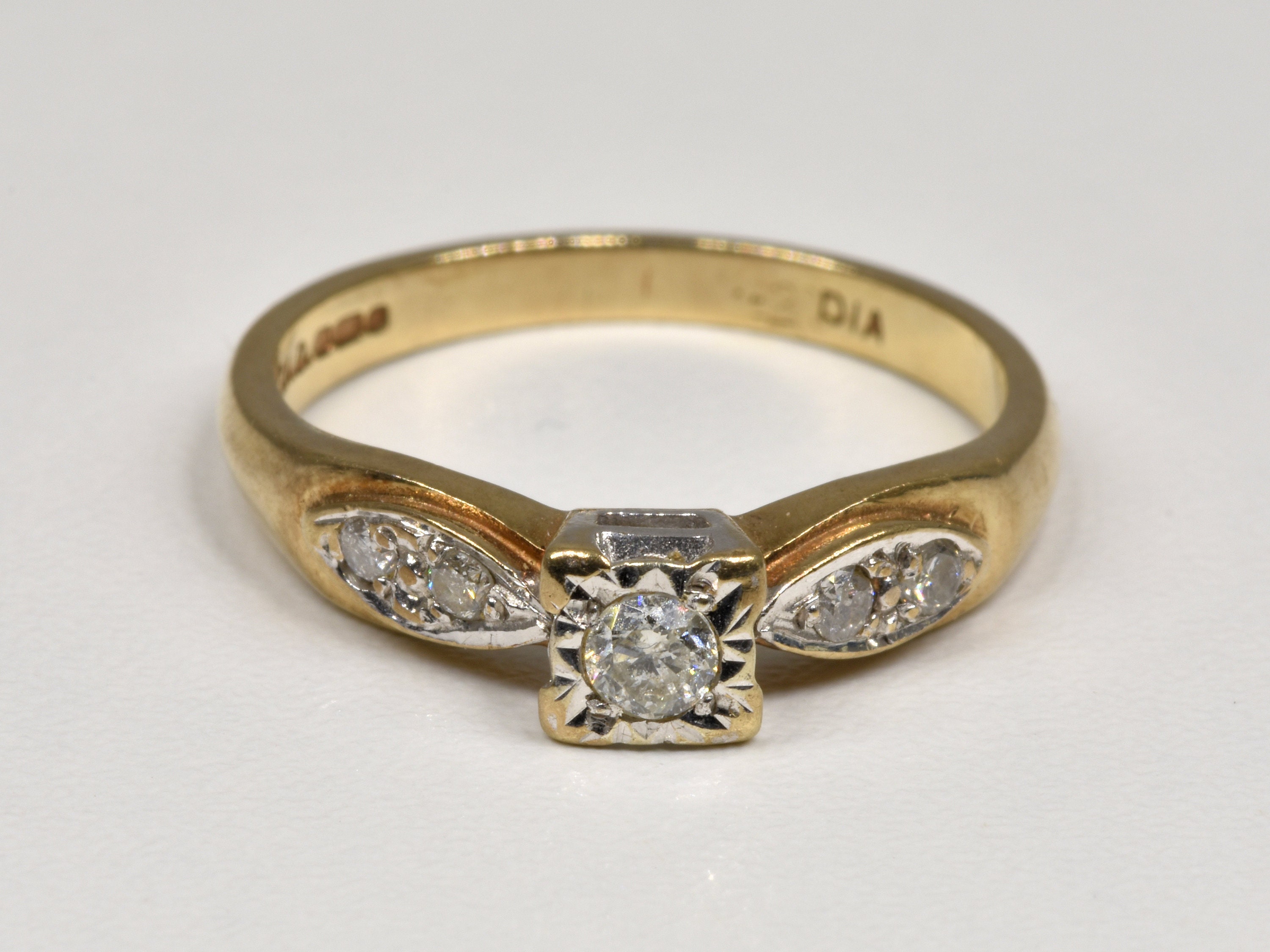 Vintage 9ct Gold & Platinum Solitaire Diamond Ring 1980's | Etsy