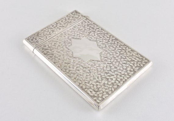 Antique Victorian Solid Silver Card Case, Birming… - image 2